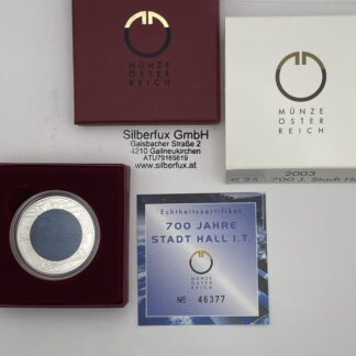 25 Euro Niob Silber Österreich 2003 Stadt Hall